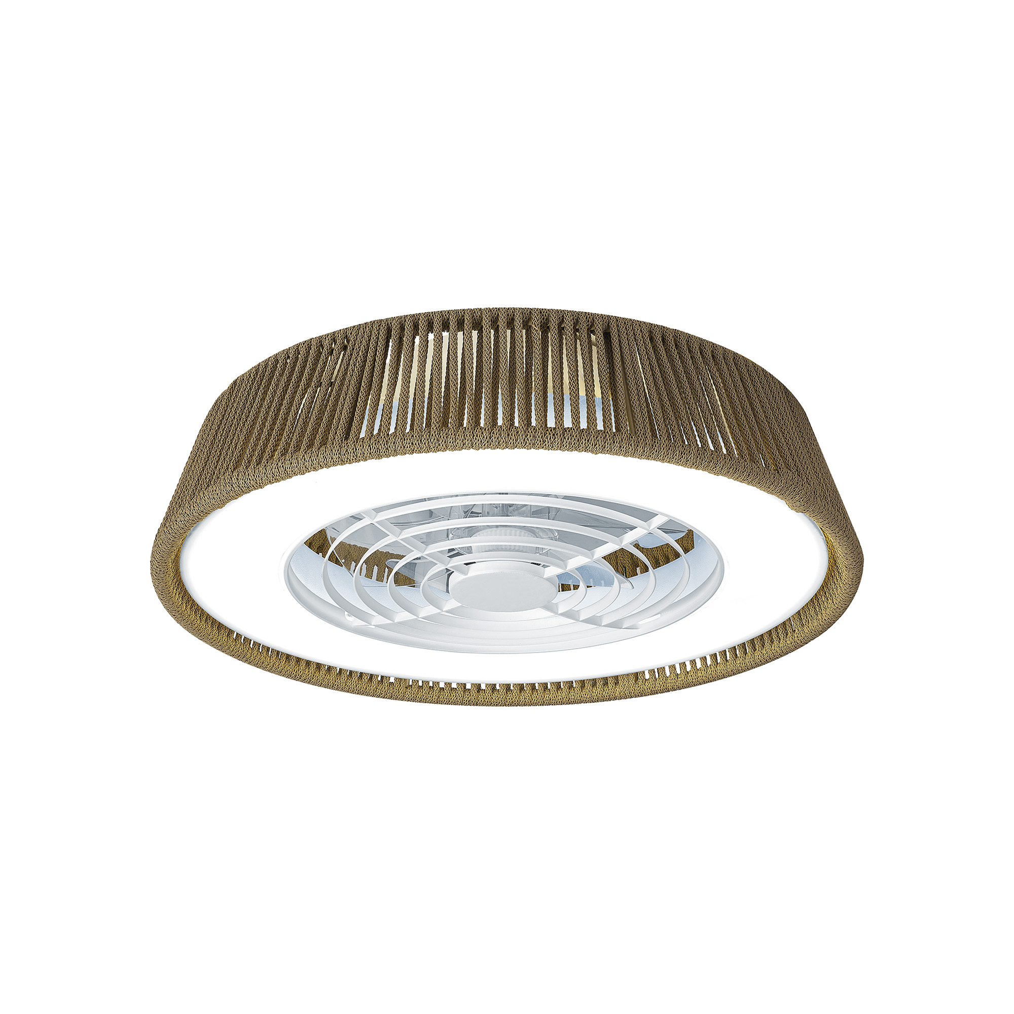 M8228  Polinesia Nautica Mini 55W LED Dimmable Ceiling Light & Fan, Remote Controlled Beige Oscu